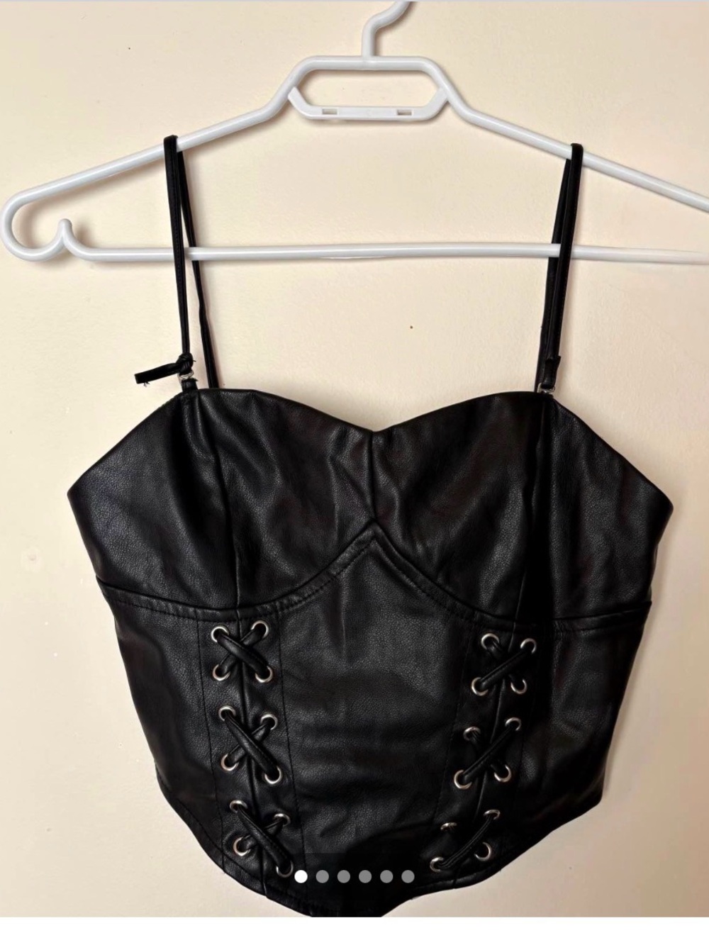 Garage Black Faux Leather Lace-Up Bustier Crop Top, Garage brand